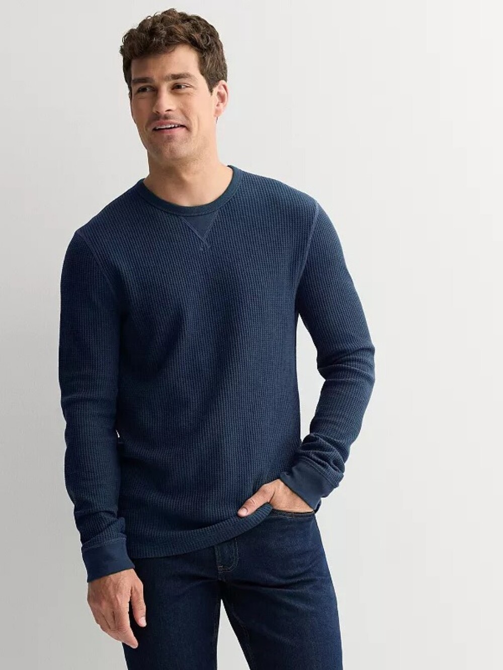 Mens Long Sleeve Waffle Thermal Tee - Size 2XL Navy Blue 🆕 Sonoma 🔥